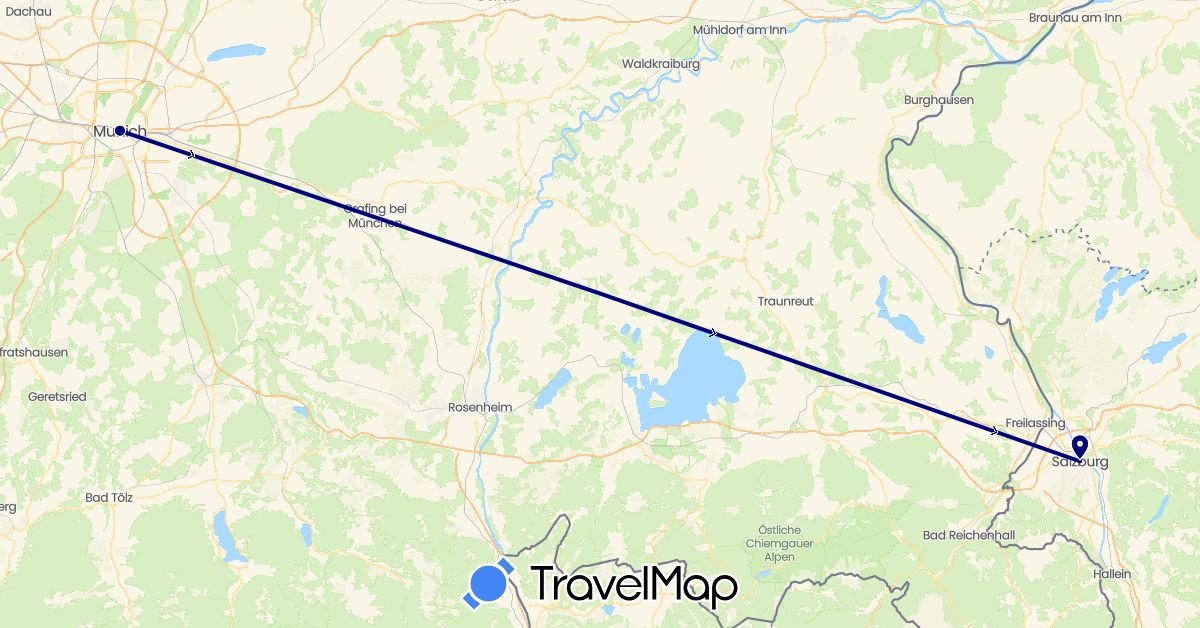 TravelMap itinerary: driving in Austria, Germany (Europe)